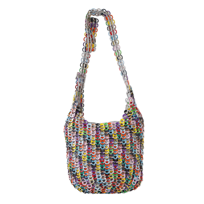 Hand Crocheted Recycled Pop-top Zipper Shoulder Bag