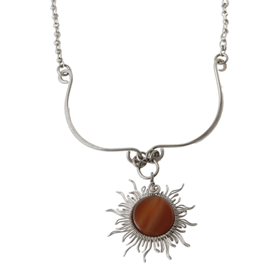 Sun Themed Agate Pendant Necklace