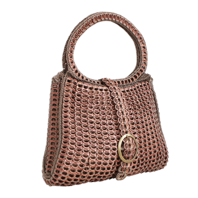 Coppery Crocheted Recycled Soda Pop-Top Handbag