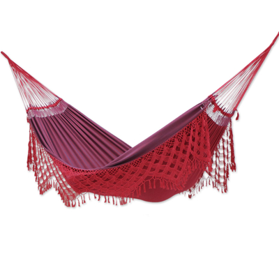 Artisan Crafted Double Cotton Hammock in Red