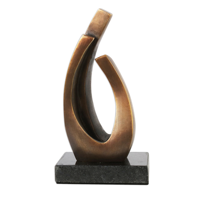 Abstract Bronze Sculpture on Granite Base