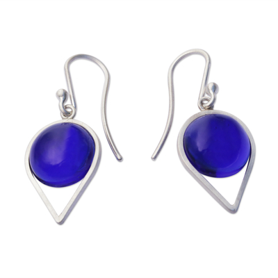 Brazilian Blue Obsidian and Sterling Silver Dangle Earrings
