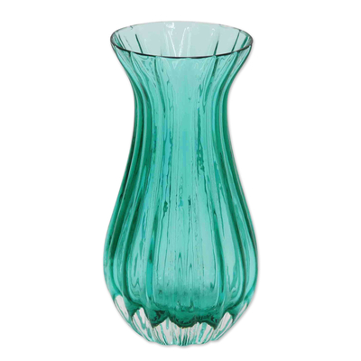 Murano Inspired Green Handblown Brazilian Art Glass Dud Vase