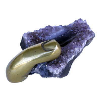 Surreal Amethyst Druzy and Bronze Ring Holder from Brazil
