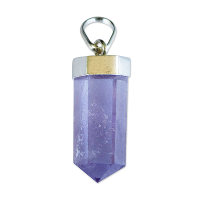 Pointed Faceted Vertical Amethyst Prism Pendant from Brazil