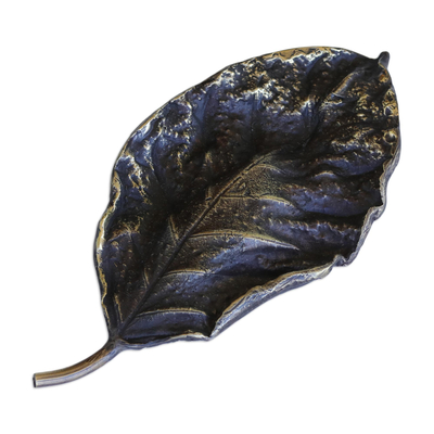 Oxidized Bronze Leaf Sculpture