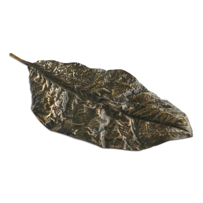 Oxidized Bronze Leaf Sculpture
