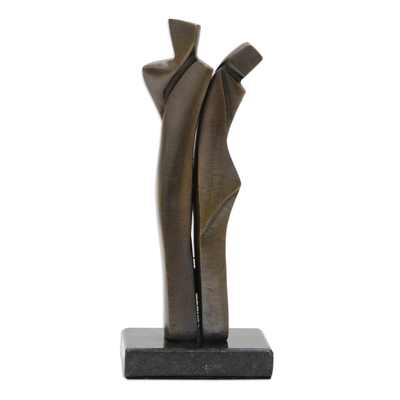 Signed Bronze Sculpture of a Couple Embracing