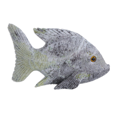 Artisan Hand Carved Dolomite Fish Sculpture from Brazil