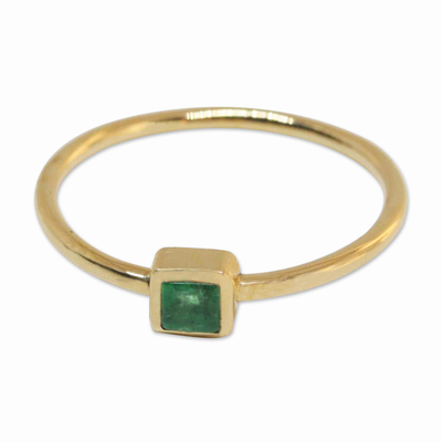Genuine Emerald Solitaire Ring