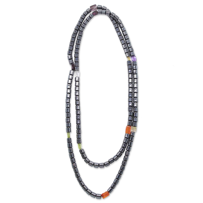 Long Beaded Gemstone Necklace from Brazil