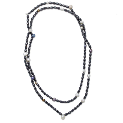 Artisan Crafted Hematite and Cultured Pearl Necklace