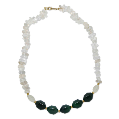 Green Agate and Quartz Beaded Necklace