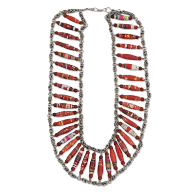Handcrafted Recycled Paper Necklace from Brazil