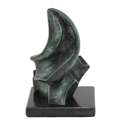 Brazilian Abstract Bronze Sculpture with Granite Base