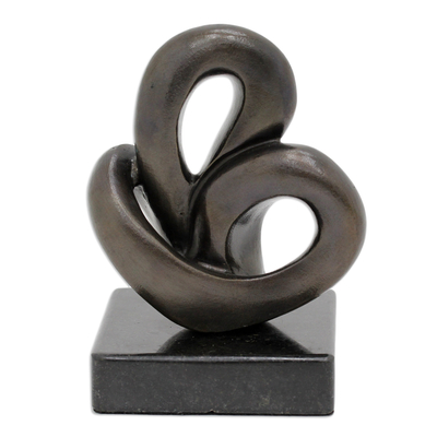 Abstract Bronze Heart Sculpture from Brazil