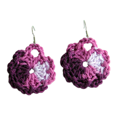 Azalea Cotton Dangle Earrings with Crocheted Design