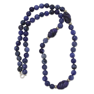 Handmade Sodalite Beaded Necklace with Sterling Silver Clasp