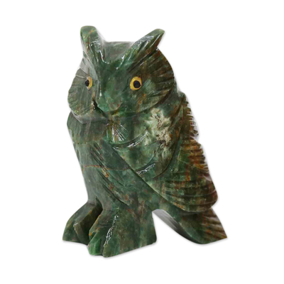 Handcrafted Serpentine Sculpture of an Owl from Brazil