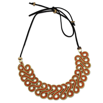 18k Gold-Accented Golden Grass Pendant Necklace in Orange
