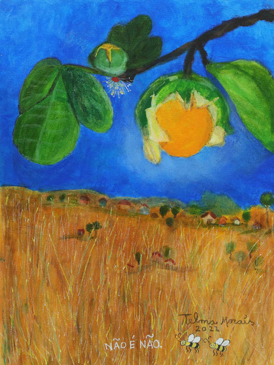 Acrylic Landscape Painting of Brazilian Pequi Fruit