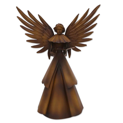 Angel and Book Iron Statuette Handcrafted in Brazil