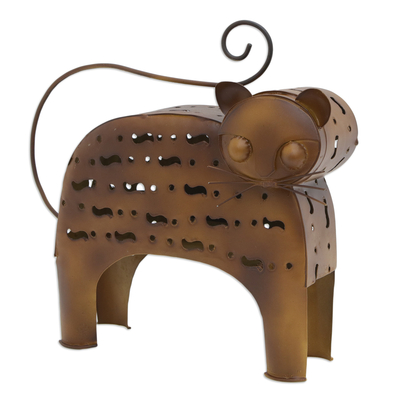 Cat-Themed Decorative Home Accent Handcrafted from Iron