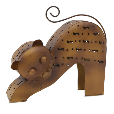 Cat-Themed Iron Decorative Home Accent Handcrafted in Brazil