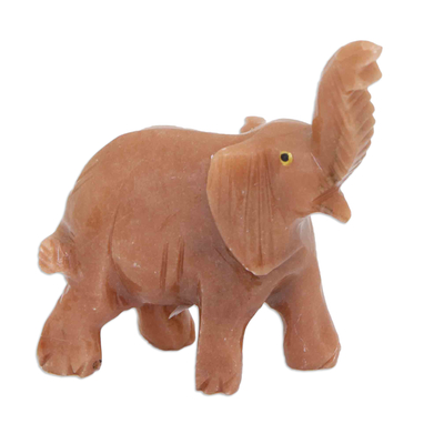 Pink Dolomite Sculpture of an Elephant Crafted in Brazil