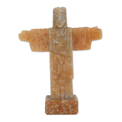 Christ the Redeemer-Inspired Handmade Calcite Sculpture