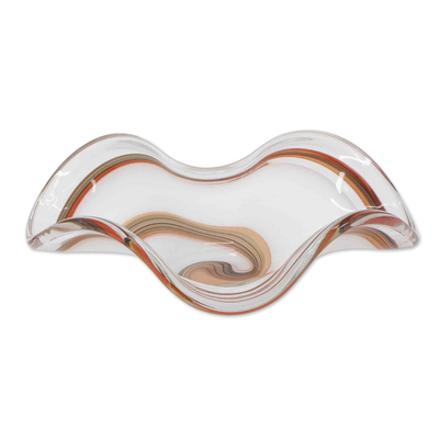 Handblown Warm and Clear-Toned Art Glass Centerpiece