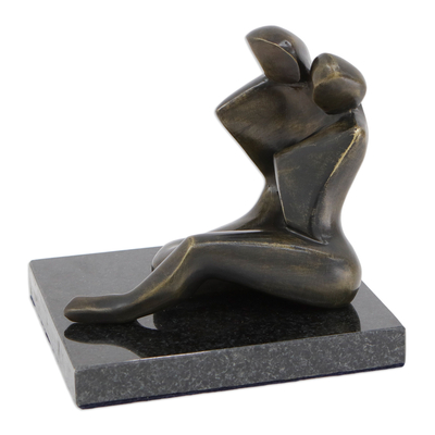 Handcrafted Semi-Abstract Bronze Sculpture of a Couple