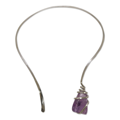 Freeform Amethyst Collar Pendant Necklace from Brazil