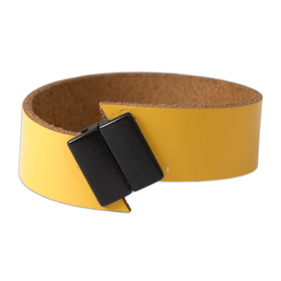 Minimalist Modern Amber Leather Wristband Bracelet