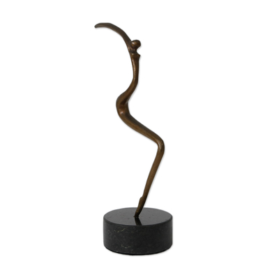 Oxidized Bronze Sculpture on a Granite Base from Brazil