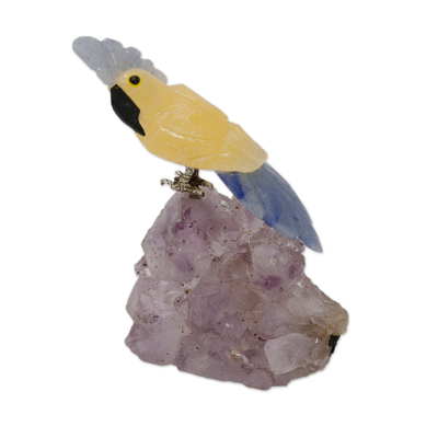 Calcite and Blue Quartz Bird Sculpture from Brazil