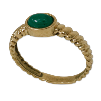 High-Polished 18k Gold and Natural Emerald Single Stone Ring