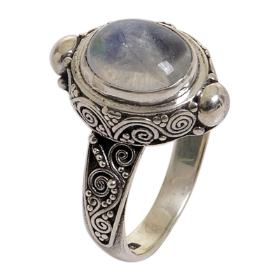 Sterling Silver Rainbow Moonstone Cocktail Ring Indonesia