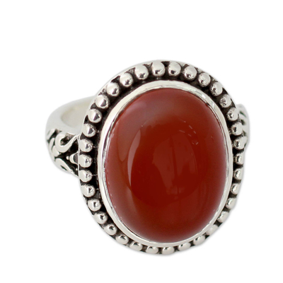 Enhanced Red Onyx and Sterling Silver Cocktail Ring