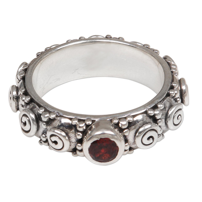 Garnet and Sterling Silver Single Stone Ring from Indonesia