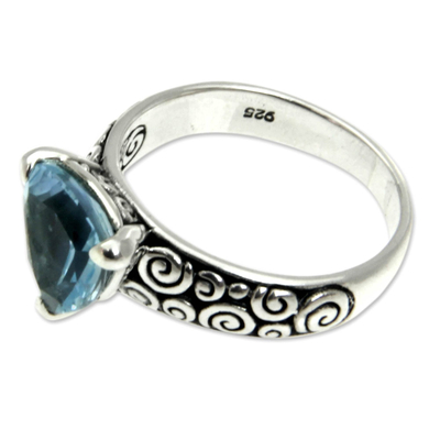 Indonesian Silver and Blue Topaz Ring