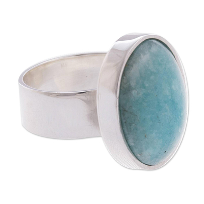 Hand Made Peruvian Sterling Silver Amazonite Cocktail Ring