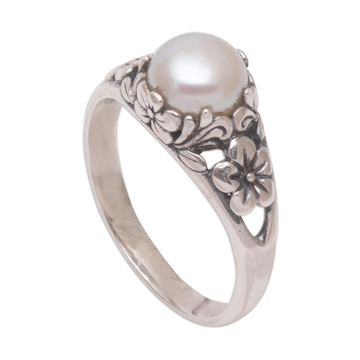 Cultured Freshwater Pearl Sterling Silver Solitaire Ring