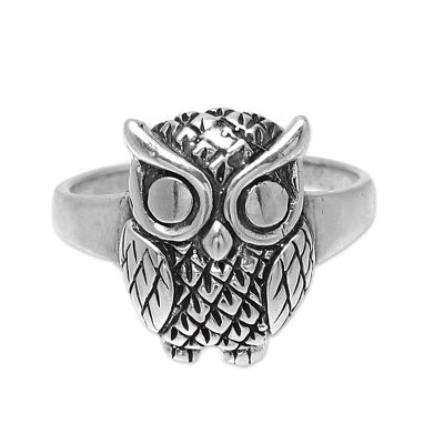 Sterling Silver Owl Cocktail Ring from India