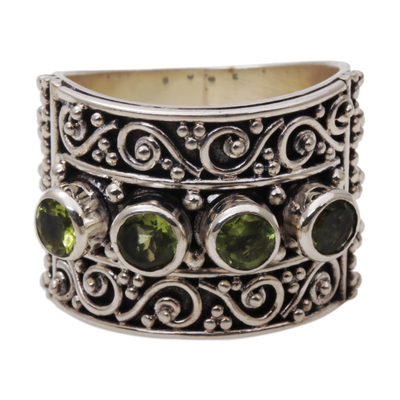 Peridot and 925 Sterling Silver Multi-Stone Ring from Bali