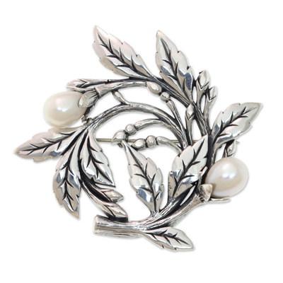Artisan Handcrafted Pearl Brooch Pin from Bali