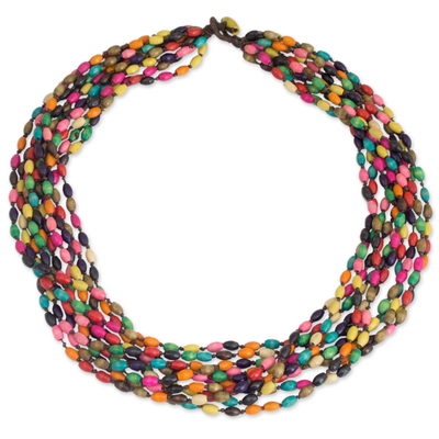 Multicolor Necklace Beaded Jewelry Knotted by Hand