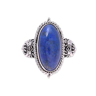 Oval Lapis Lazuli and Sterling Silver Cocktail Ring