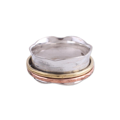 Sterling Silver Copper and Brass Spinner and Meditation Ring
