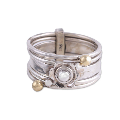Handmade Sterling Silver and Brass Indian Meditation Ring